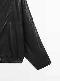 Leather bomber jacket