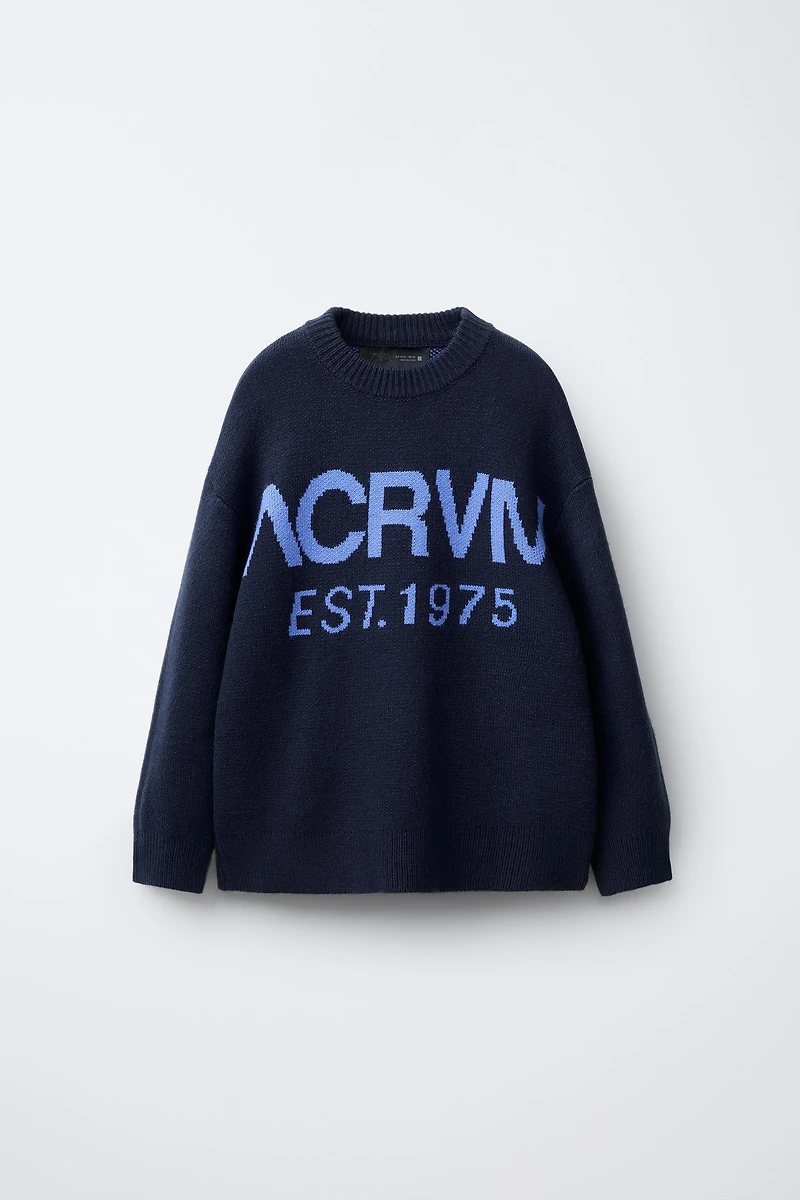 JACQUARD KNIT TEXT SWEATER