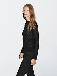 Long sleeve textured 100% cotton top