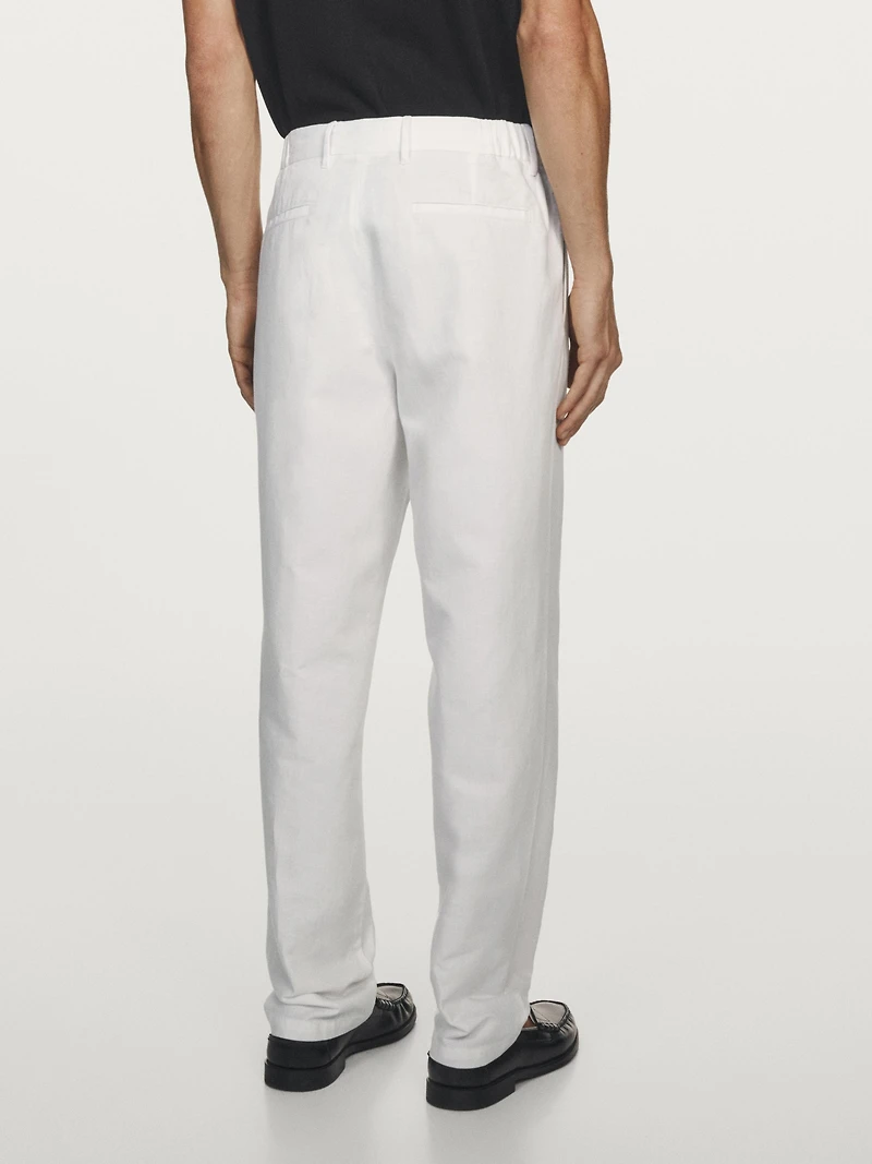 Pantalon tapered fit lin
