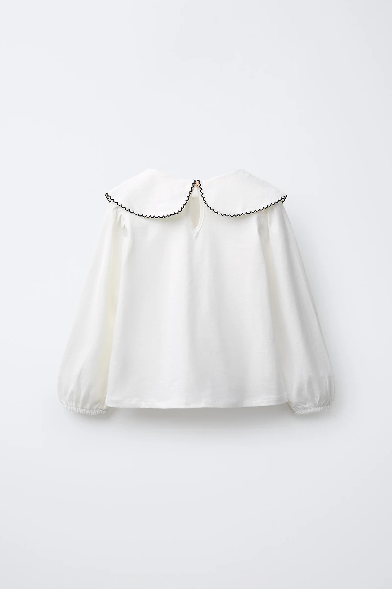 T-SHIRT COL CLAUDINE BRODÉ