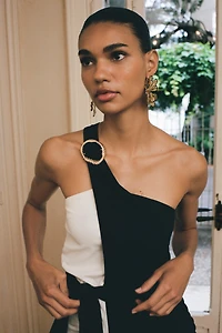 KNOTTED COMBINATION MIDI DRESS