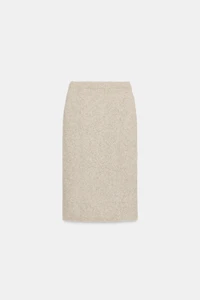 BRUSHED EFFECT KNIT MIDI SKIRT