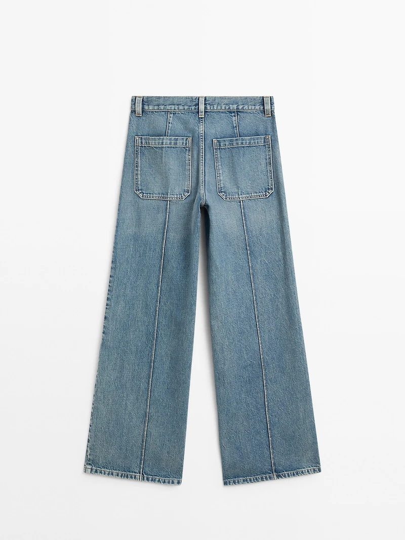 Mid-rise wide-leg jeans