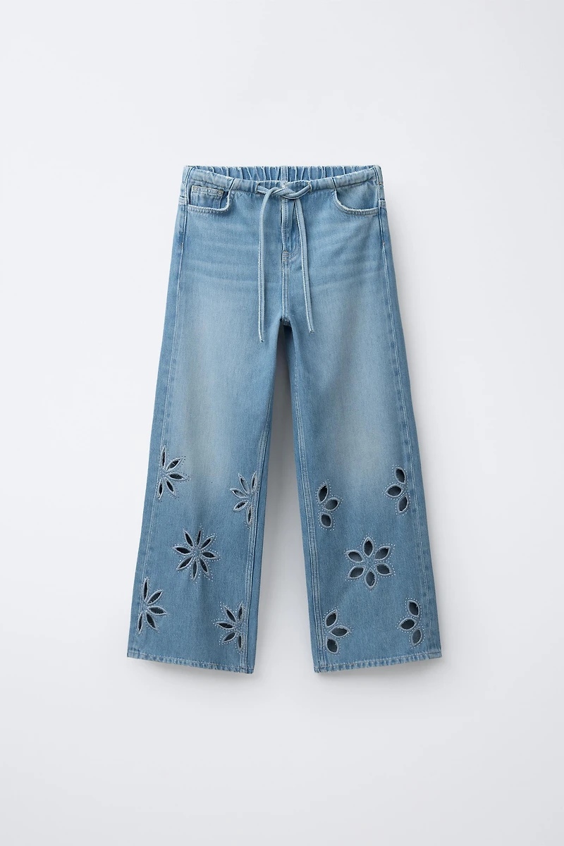 FLORAL WIDE LEG JEANS