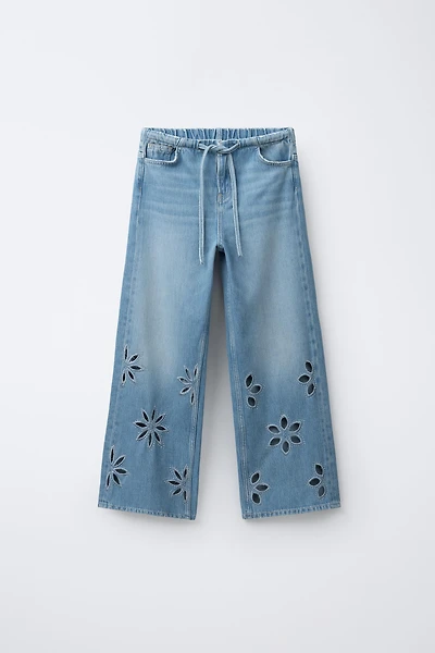 FLORAL WIDE LEG JEANS