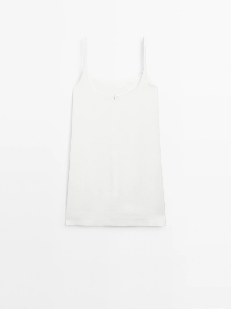 Strappy linen blend mini dress