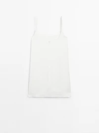 Strappy linen blend mini dress