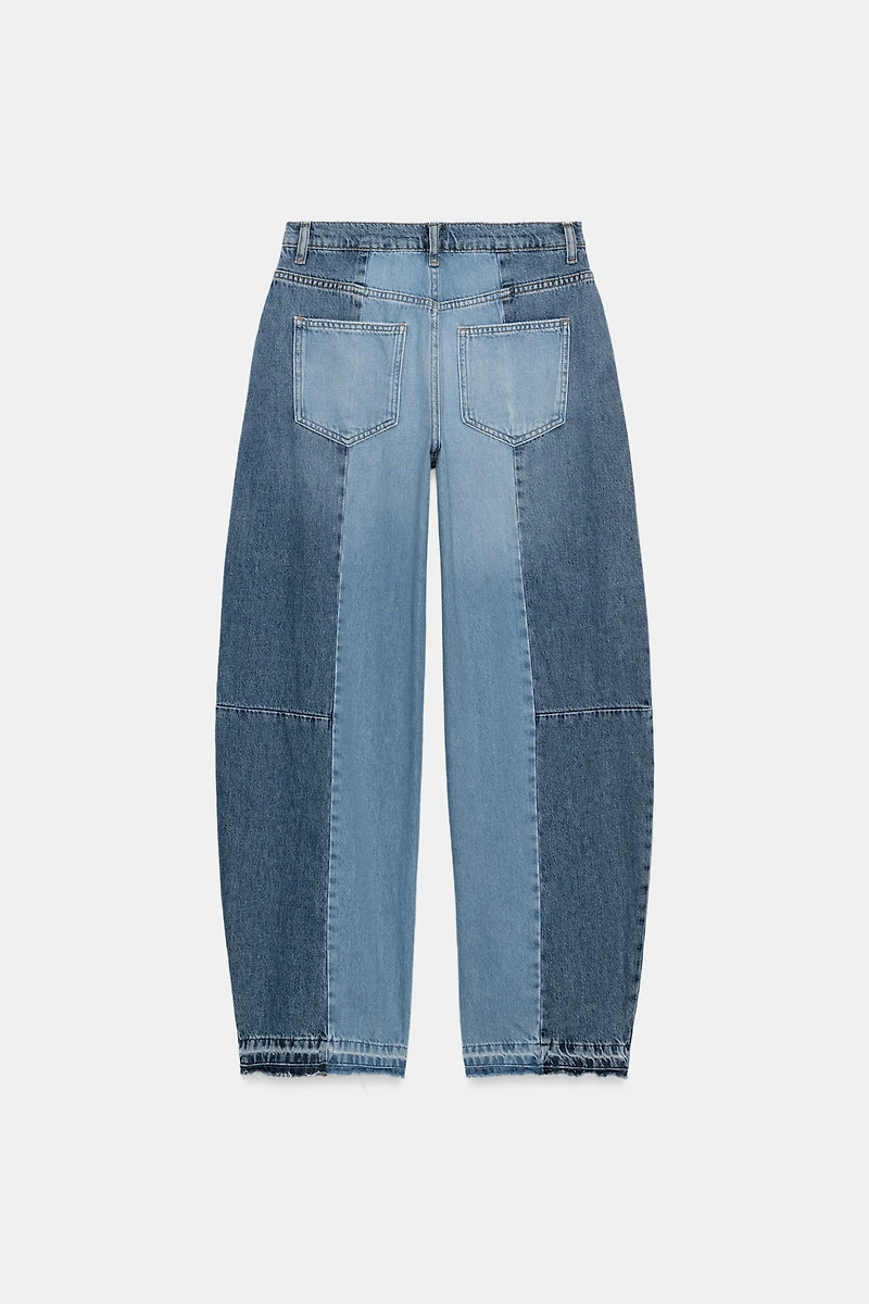 ZW COLLECTION MID-RISE PATCHWORK BARREL JEANS