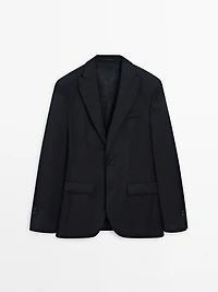 Plain 100% wool suit blazer