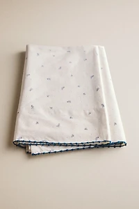 DRAP DE DESSUS ENFANT COTON FEUILLES ET POINTS