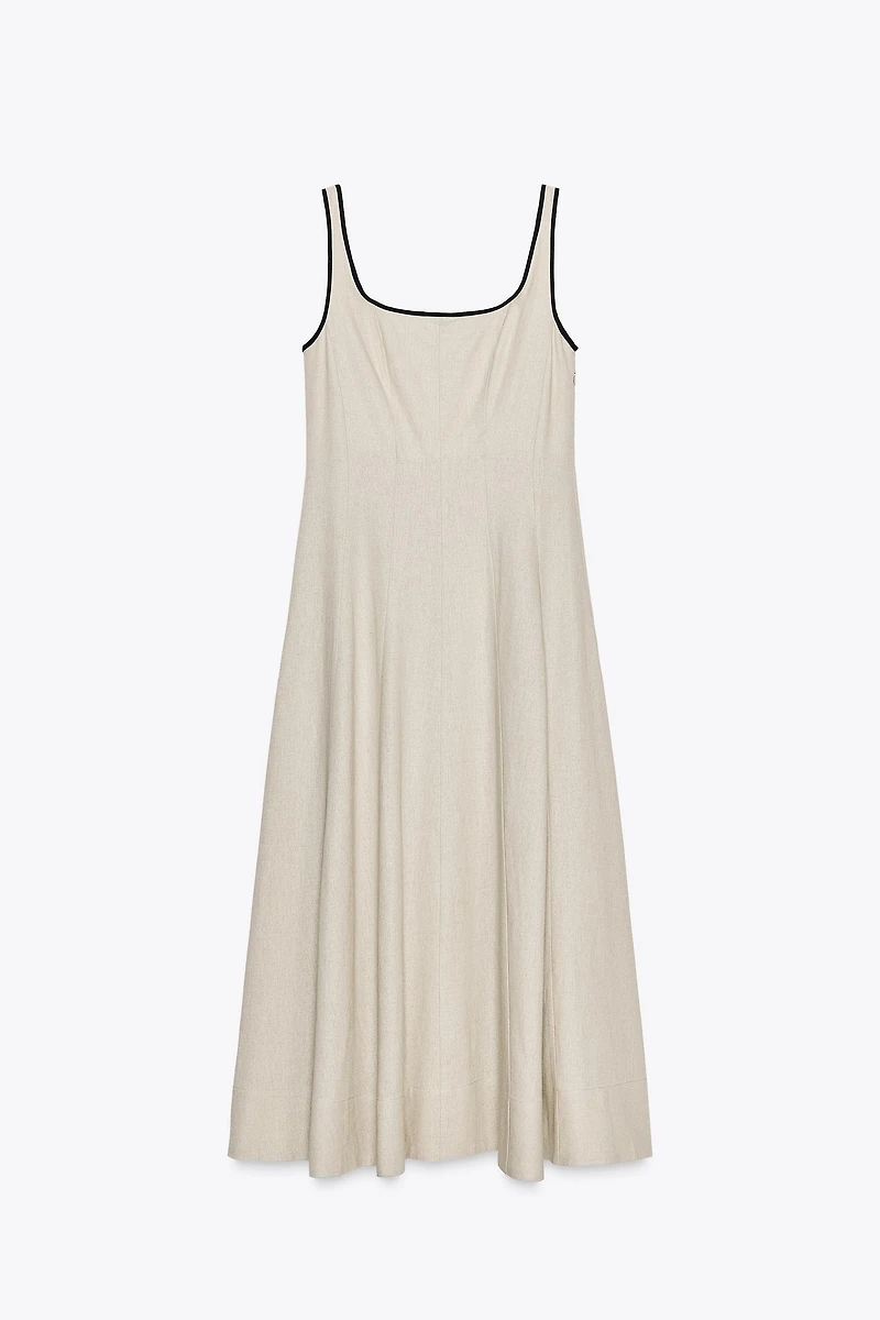 CONTRAST TRIM MIDI DRESS