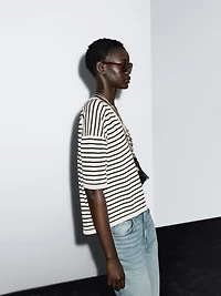 Striped V-neck sweater