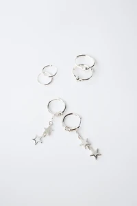 STAR HOOP EARRINGS AND RING SET
