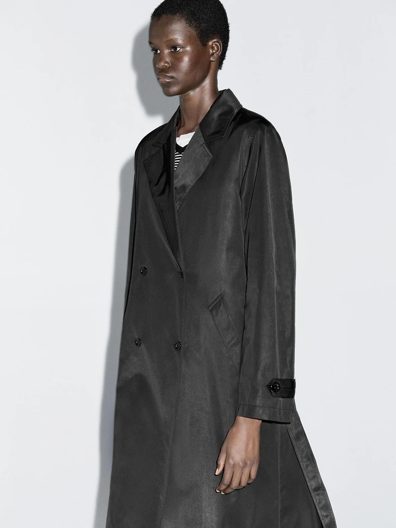 Long trench coat with inner waistcoat
