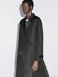 Long trench coat with inner waistcoat