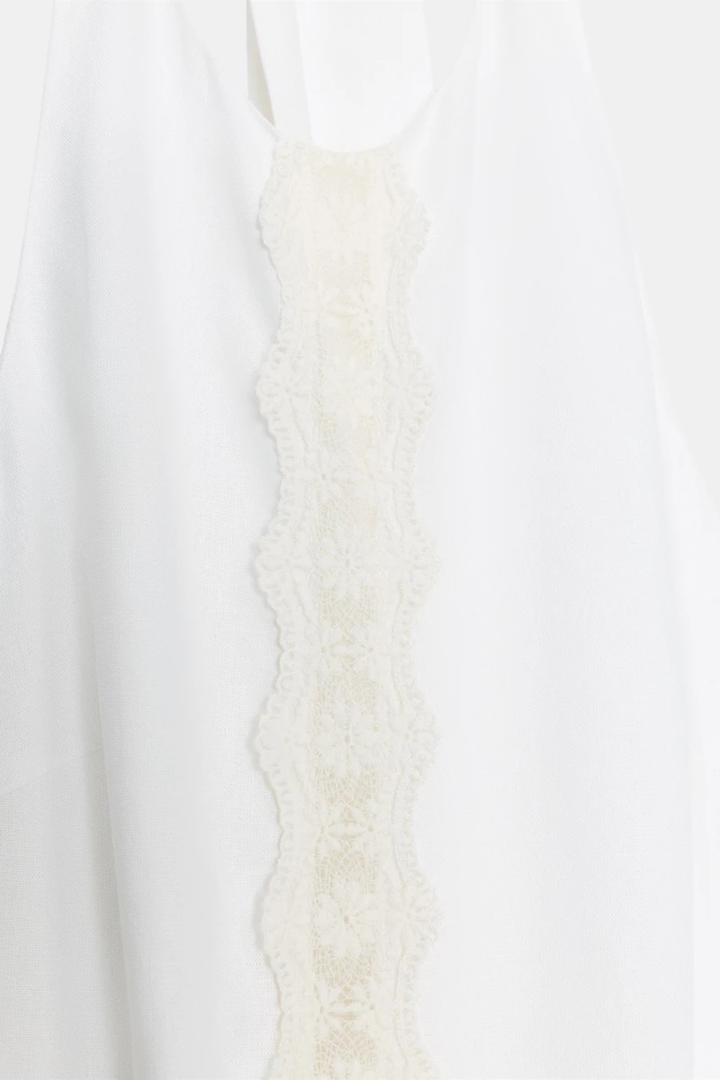 COMBINATION LINEN MIDI DRESS