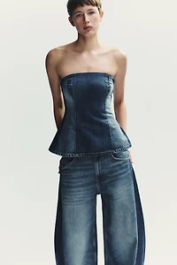 TRF DENIM BANDEAU TOP