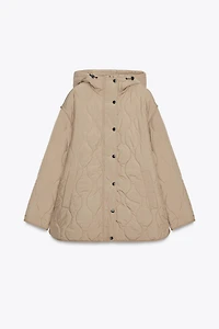 VESTE MATELASSÉE À CAPUCHE DÉPERLANTE