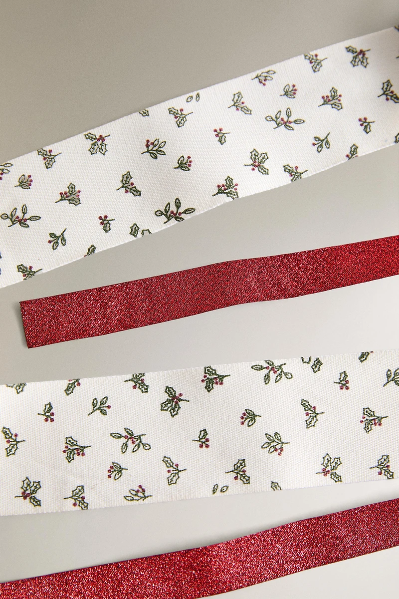 SET OF CHRISTMAS LEAF RIBBONS (SET OF 2)