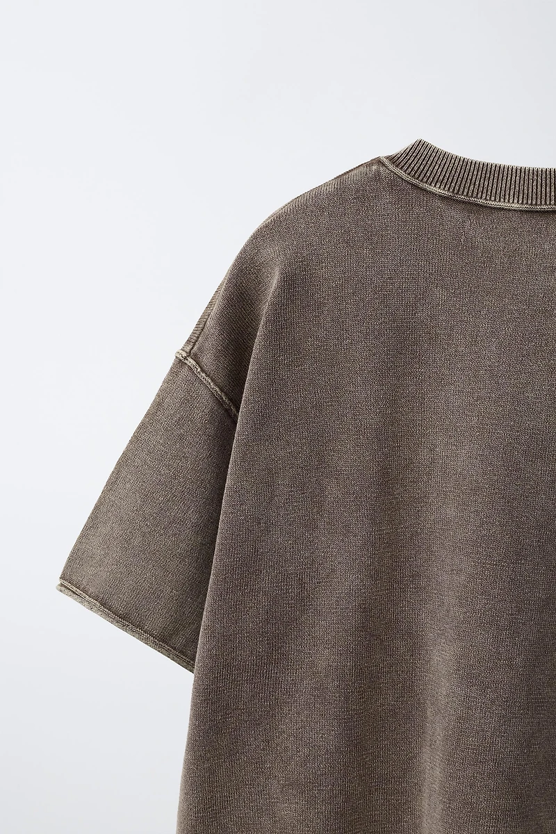 WASHED EFFECT KNIT T-SHIRT