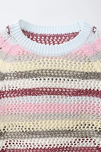 PULL EN RÉSILLE À RAYURES