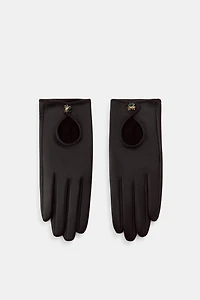 100% LEATHER SHORT GLOVES WITH SPIDER DETAIL