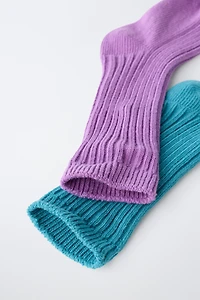 TWO-PACK RIBBED MID-CALF SOCKS