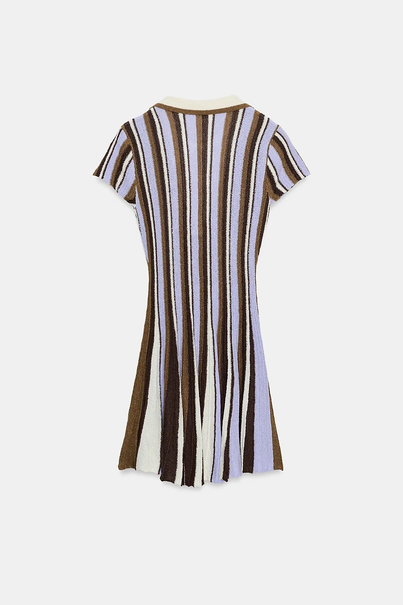 STRIPED POLO NECK DRESS