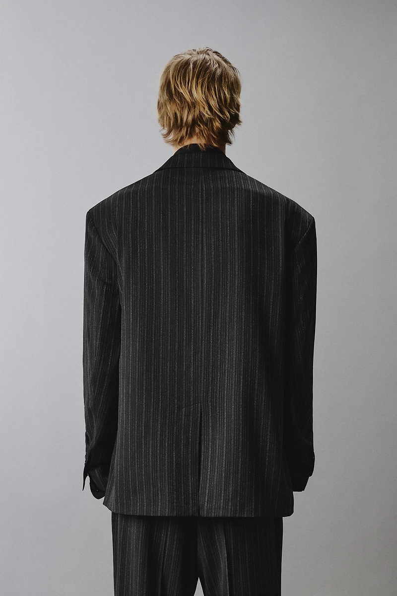 DOUBLE BREASTED PINSTRIPE SUIT BLAZER