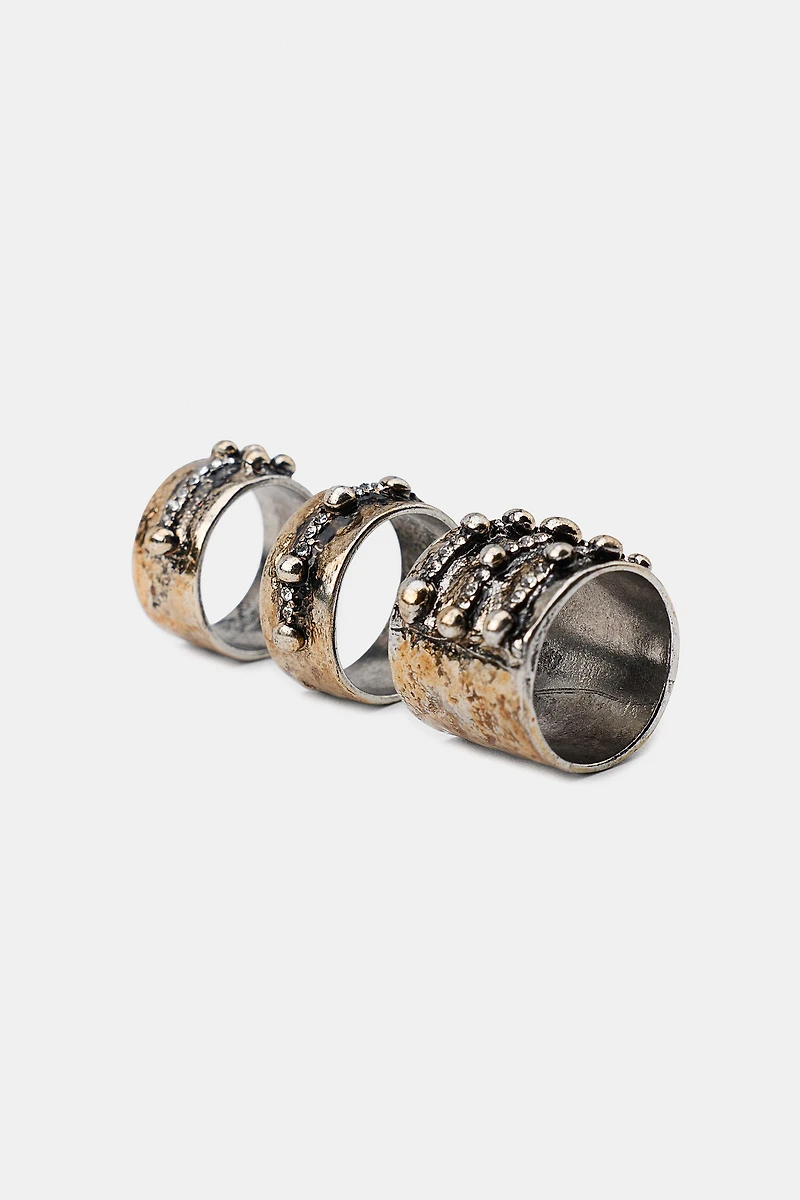 PACK OF 3 CARVED SHIMMER RINGS