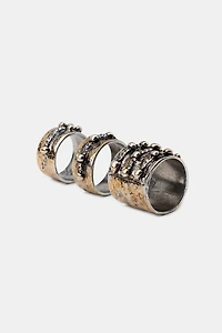 PACK OF 3 CARVED SHIMMER RINGS