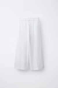 WIDE LEG LINEN DRAWSTRING PANTS