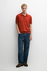 100% linen knit polo shirt