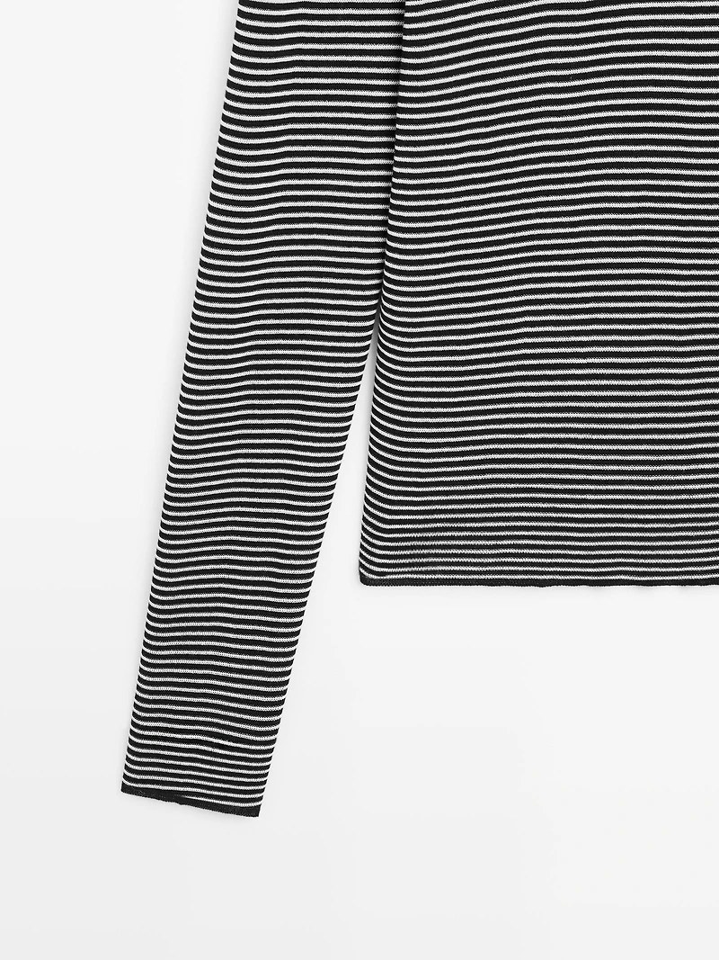 Striped long sleeve polo shirt
