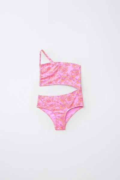 6-14 YEARS/ HIBISCUS CUT-OUT SWIMSUIT