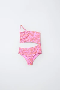 6-14 YEARS/ HIBISCUS CUT-OUT SWIMSUIT