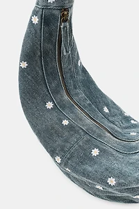 DAISY EMBROIDERED DENIM CROSSBODY BAG