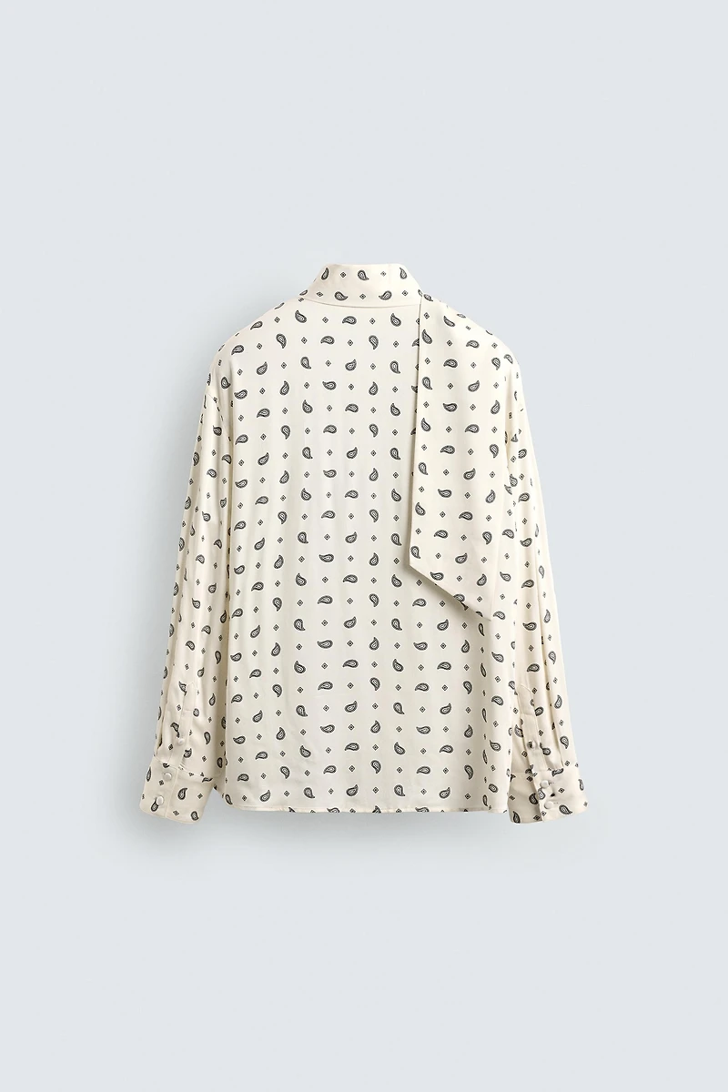 CHEMISE À IMPRIMÉ CACHEMIRE ET NŒUD