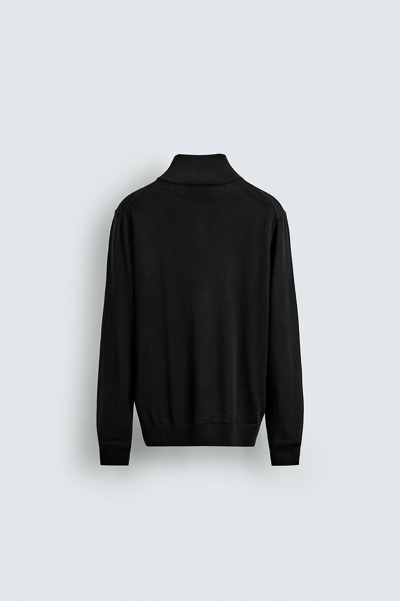 100% WOOL QUARTER-ZIP SWEATER