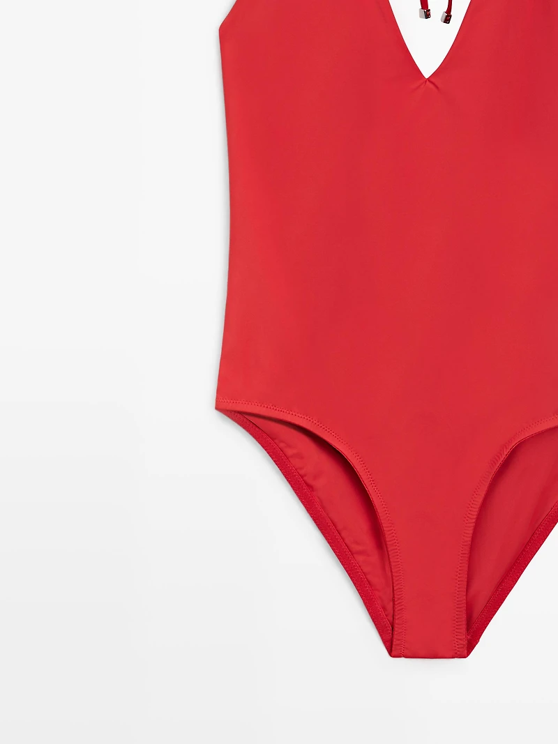 Halter V-neck swimsuit