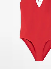 Halter V-neck swimsuit