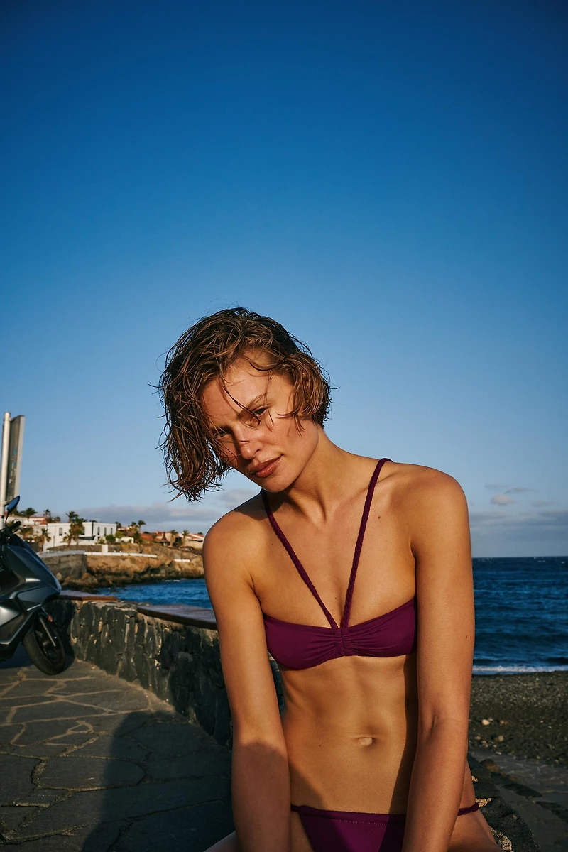 BRAIDED STRAP BANDEAU BIKINI TOP