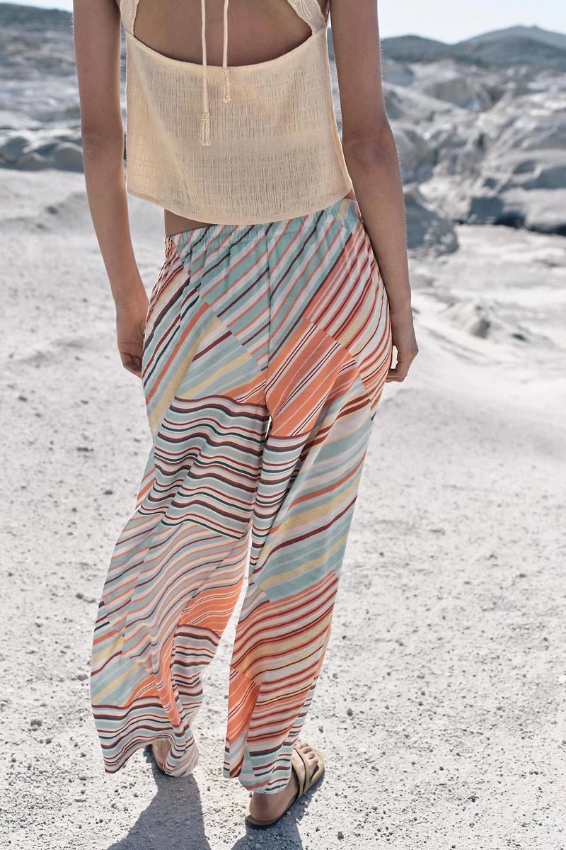 PANTALON LARGE À RAYURES