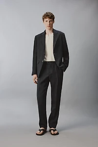 100% LINEN REGULAR FIT SUIT PANTS