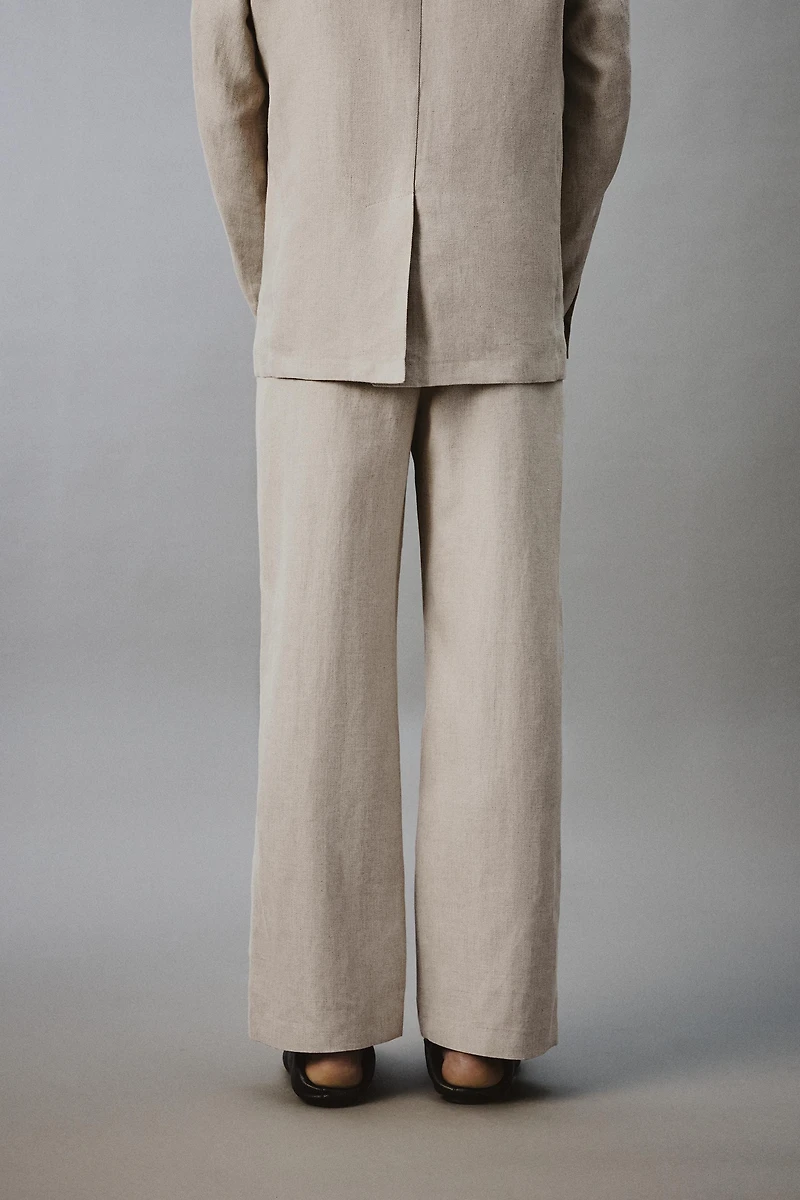 COTTON - LINEN PLEATED PANTS