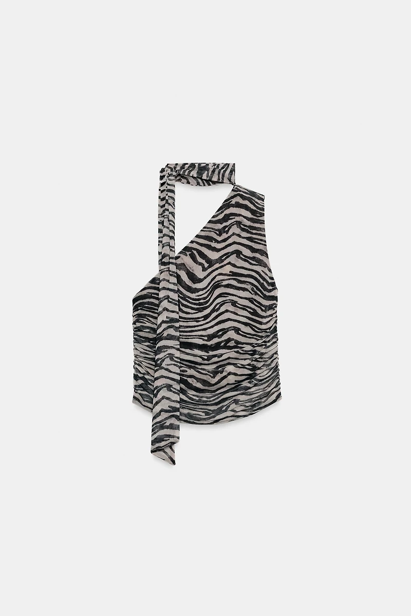 ANIMAL PRINT SCARF TOP