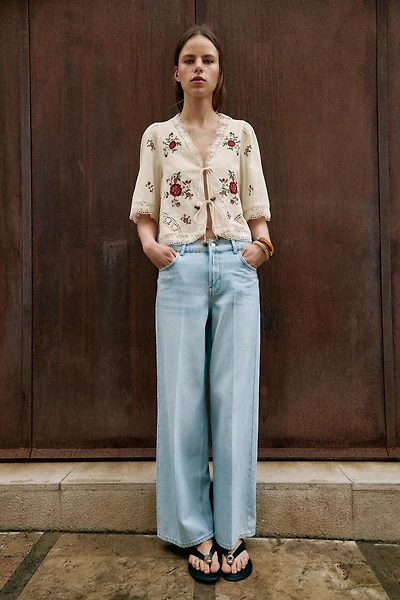Z1975 WIDE LEG MID-RISE JEANS WITH PRESSED CREASE
