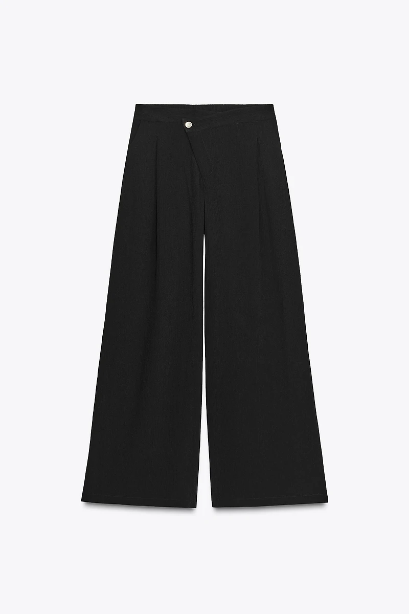 CROSS WAIST WIDE LEG PANTS