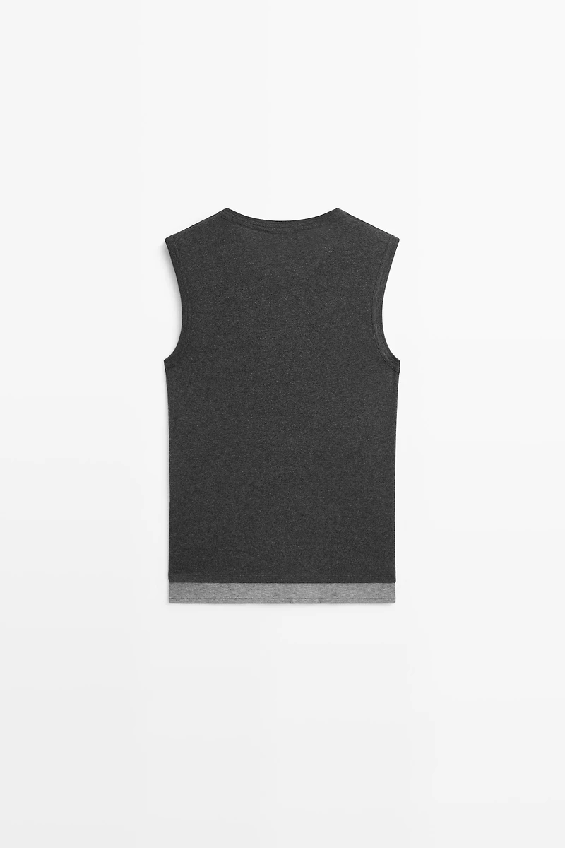 Wool blend double-layer T-shirt